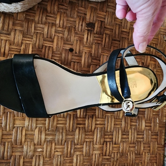 MICHAEL KORS Black Leather JALITA Jute PLATFORM Strappy MK Logo SANDALS - Picture 7 of 16